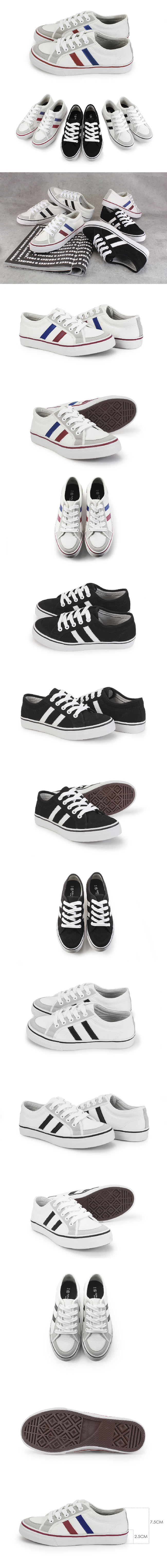 【富發牌】雙線拼接帆布休閒鞋-黑白/白黑/紅藍X10