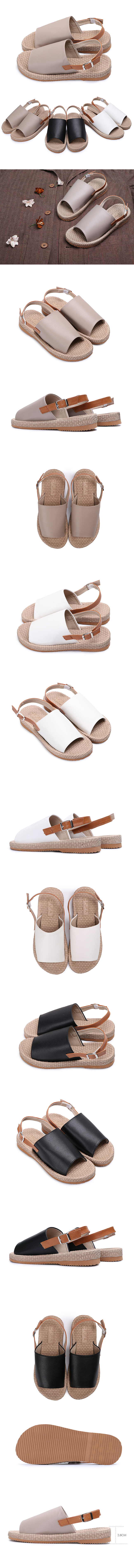 【富發牌】日系輕著仿草編涼鞋-黑/白/杏1ML55